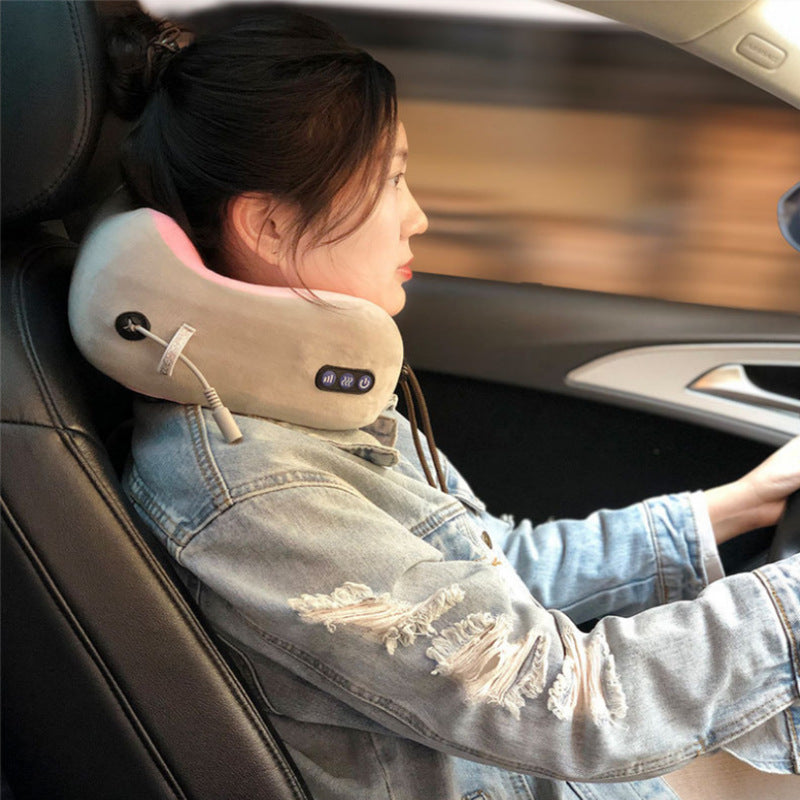 Portable multifunctional rechargeable U-shaped massage pillow