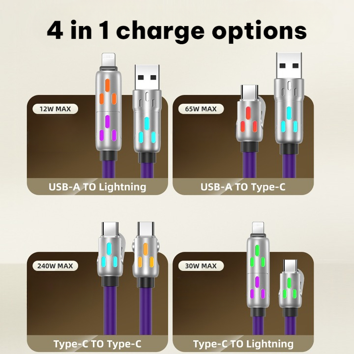 240W 4-in-1 fast charging cable