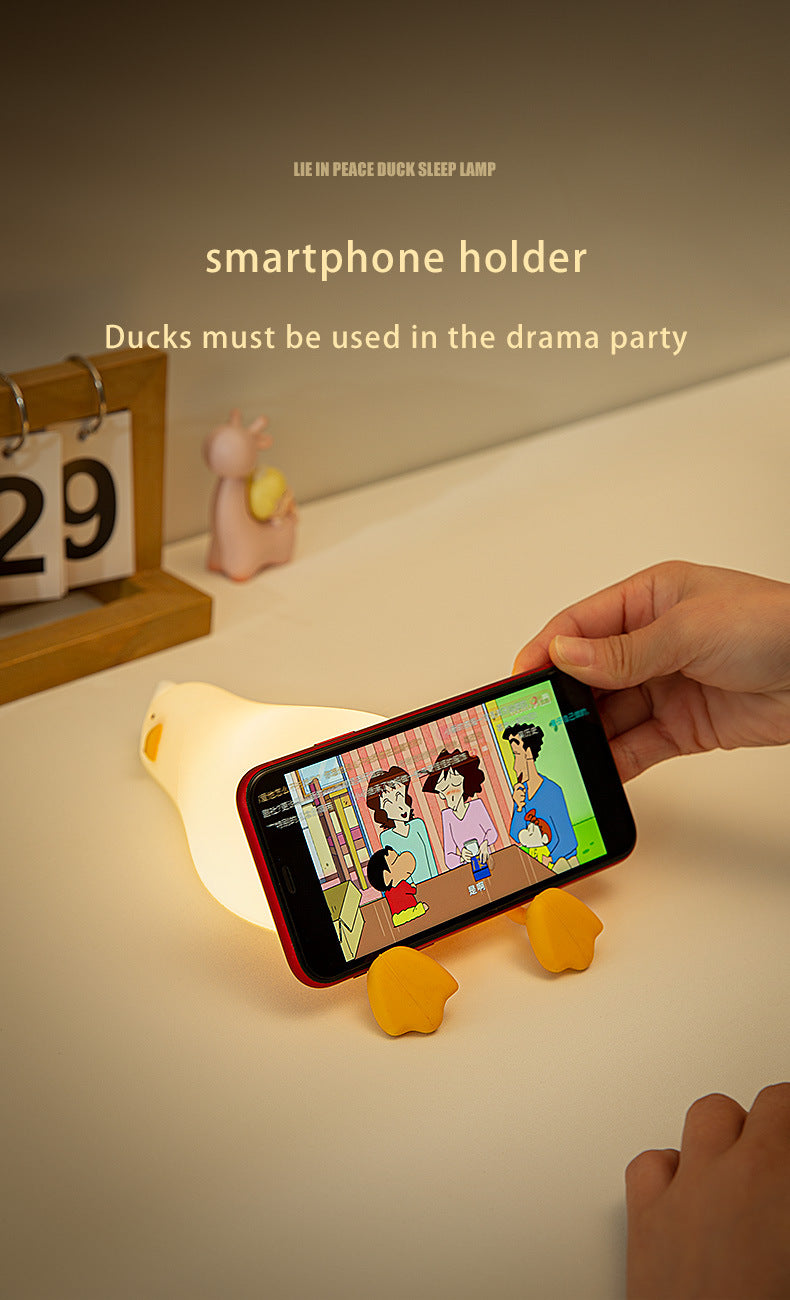 Lying flat duck phone stand/ silicone night light