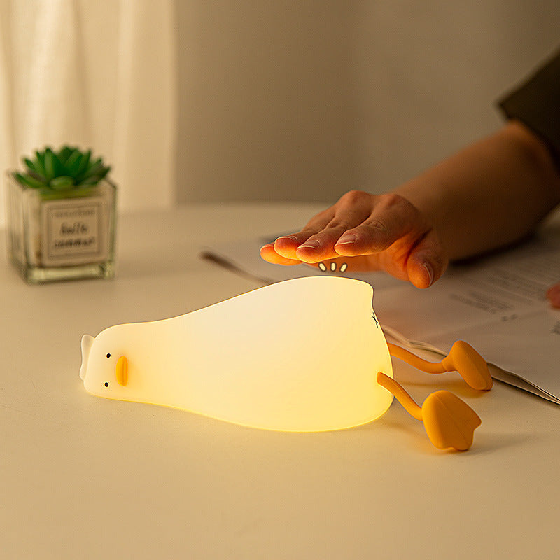 Lying flat duck phone stand/ silicone night light