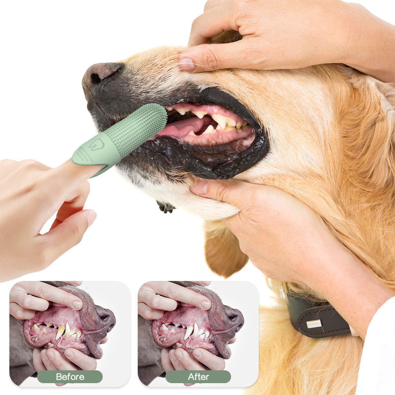 Spotty silicone pet teeth care toothbrush
