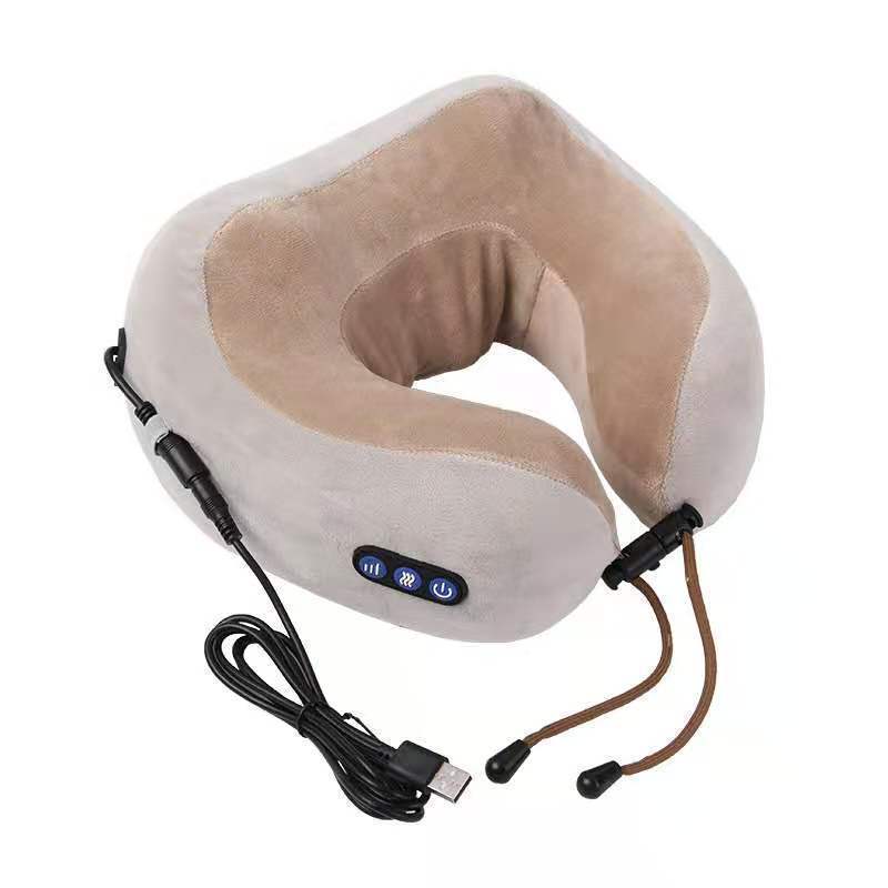 Portable multifunctional rechargeable U-shaped massage pillow