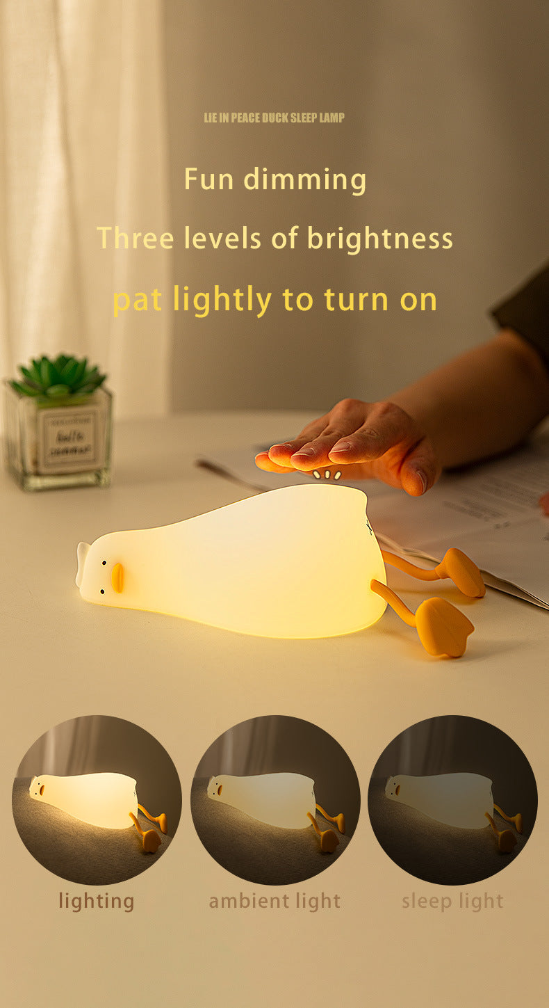 Lying flat duck phone stand/ silicone night light