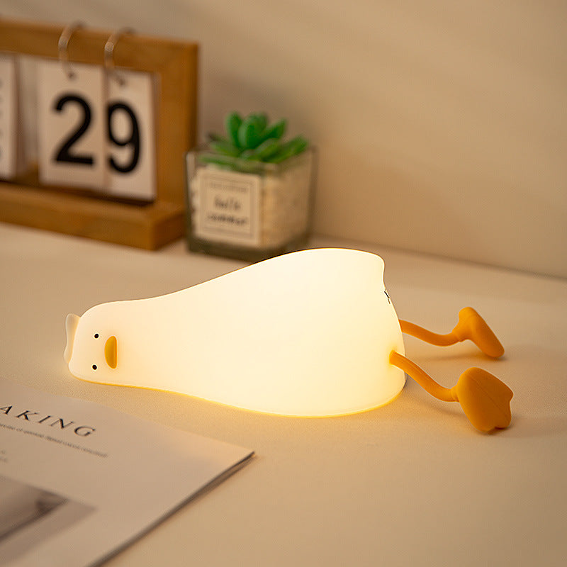 Lying flat duck phone stand/ silicone night light
