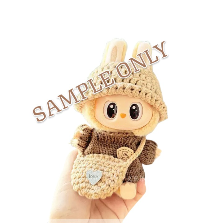 17cm Labubu Crochet Outfit Set – Sweater, Hat & Shoulder Bag